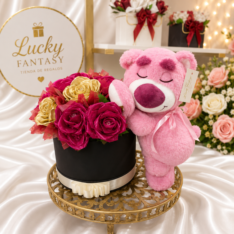 Caja Floral "Sueños en Rosa y Lotso"