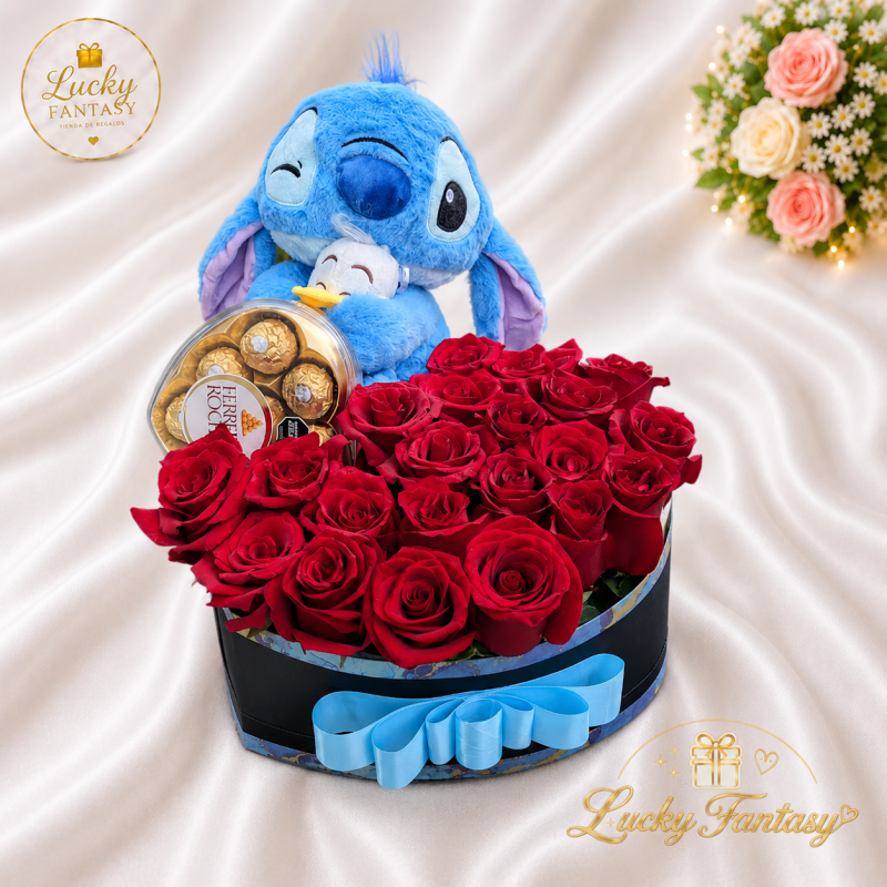 Caja "Amor Infinito Stitch" 💙🌹